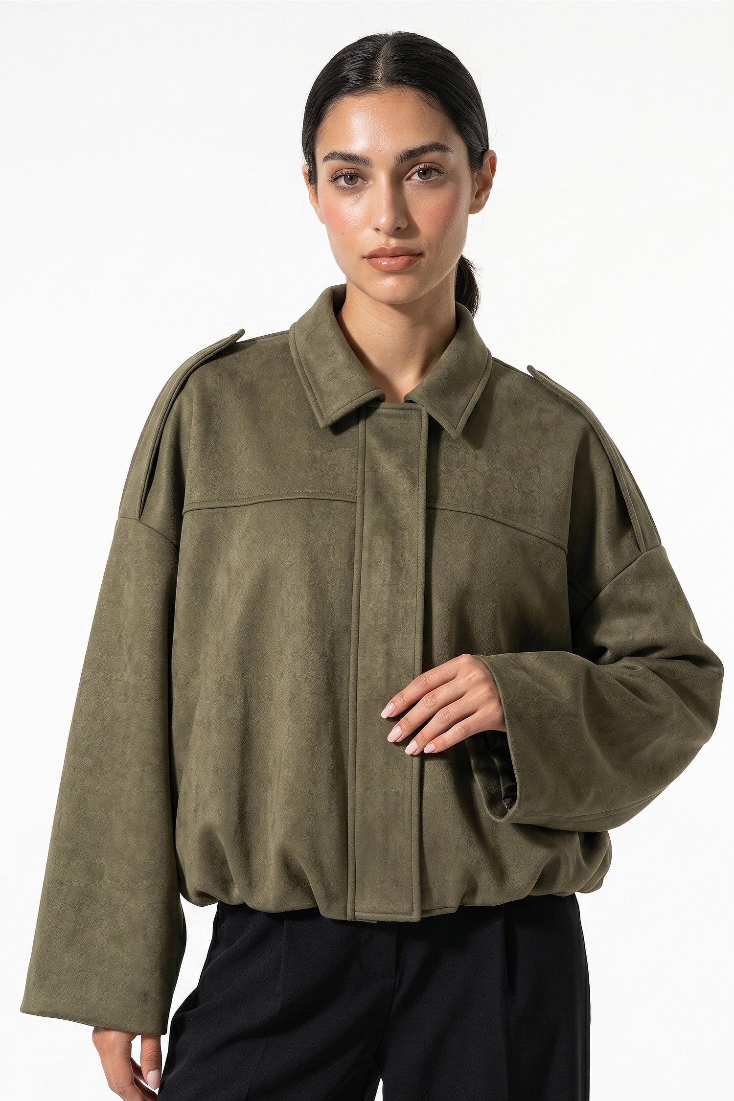Women’s Winter Cropped Bomber Jacket with Oversized Fit