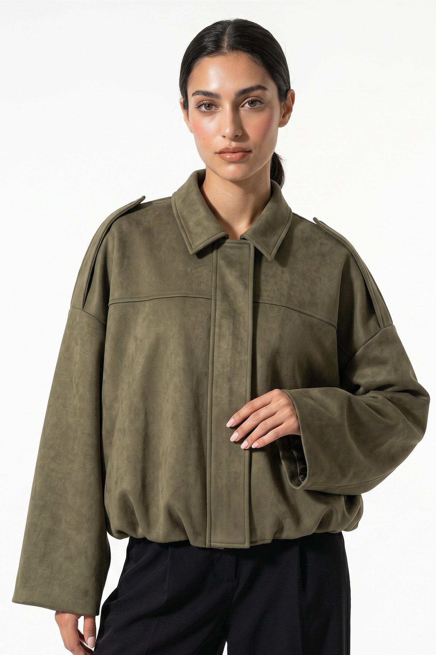 Women’s Winter Cropped Bomber Jacket with Oversized Fit