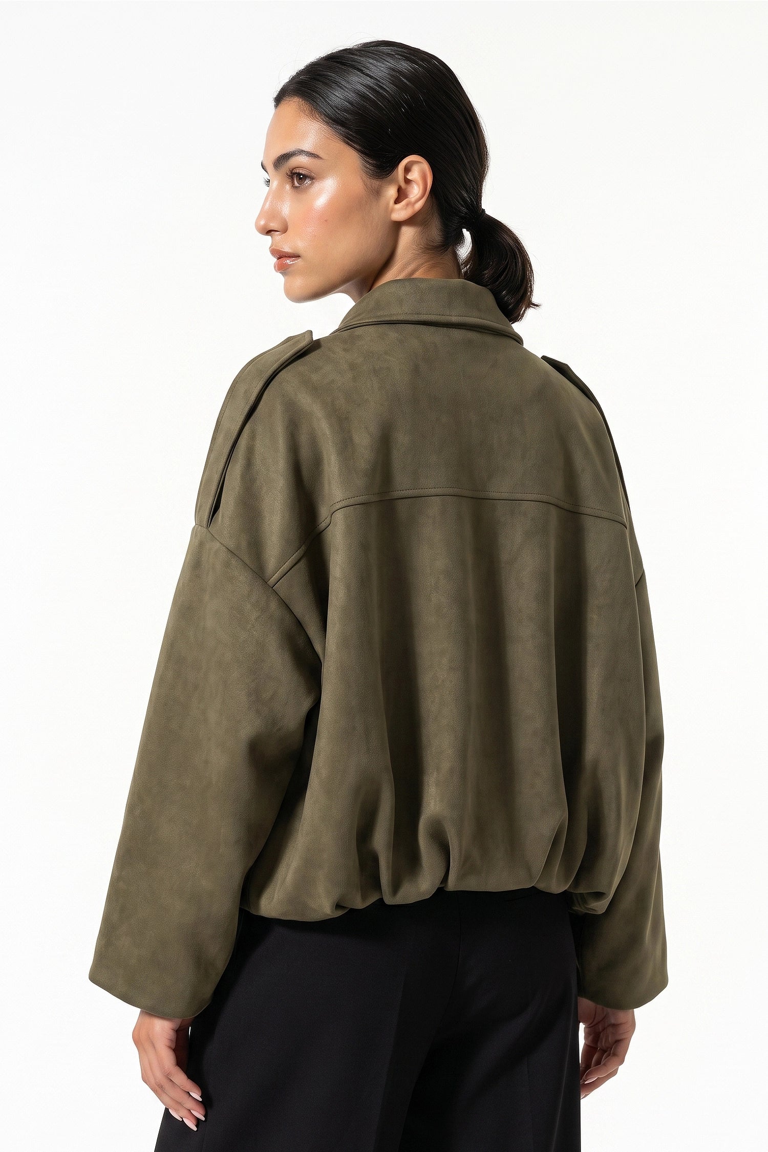 Women’s Winter Cropped Bomber Jacket with Oversized Fit