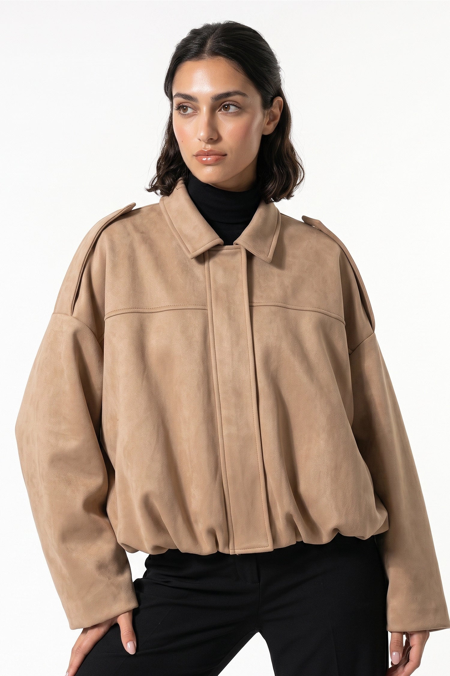 Women’s Winter Cropped Bomber Jacket with Oversized Fit
