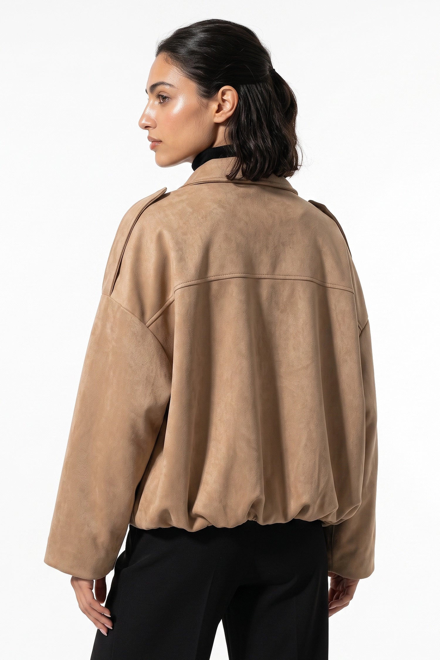Women’s Winter Cropped Bomber Jacket with Oversized Fit