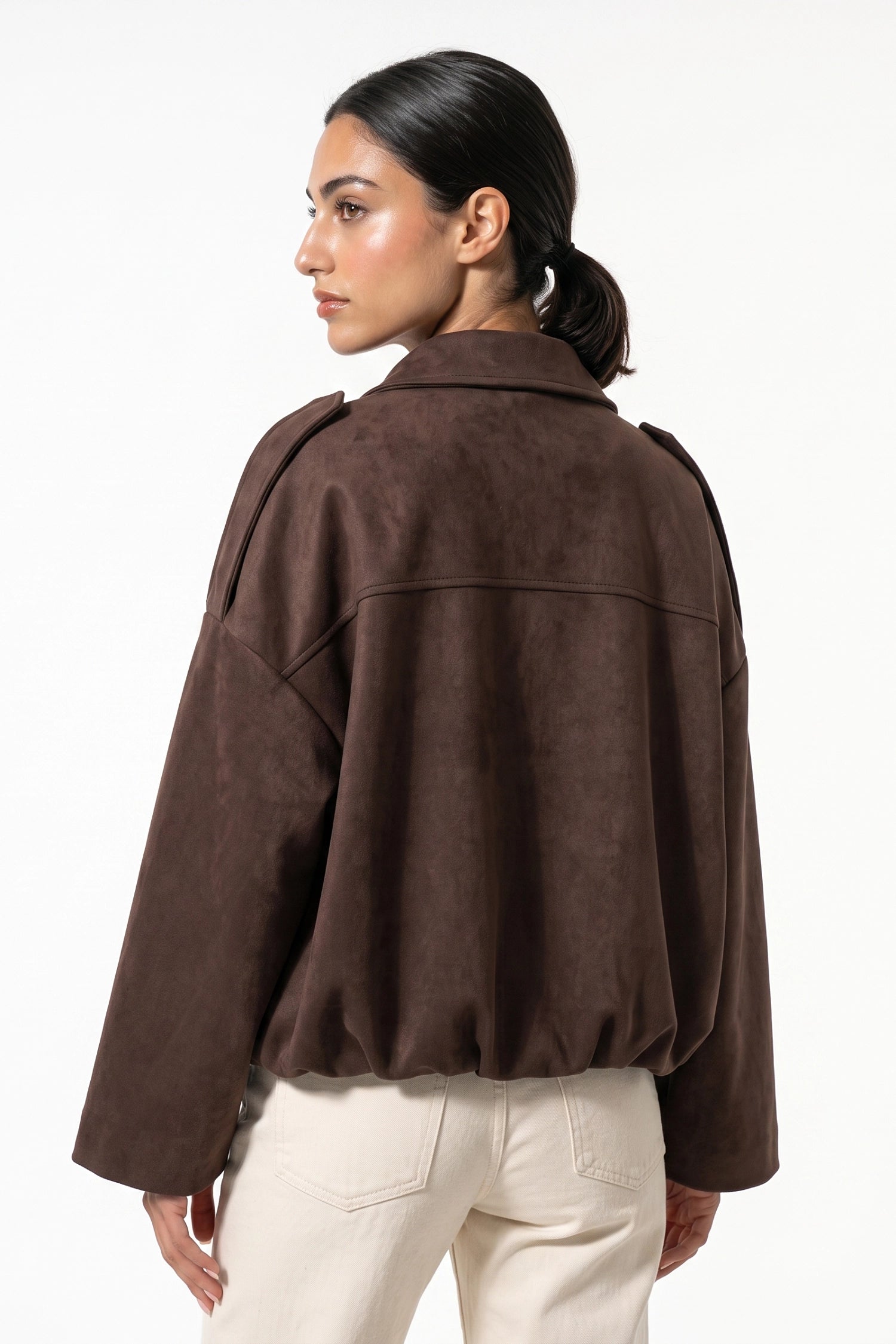 Women’s Winter Cropped Bomber Jacket with Oversized Fit