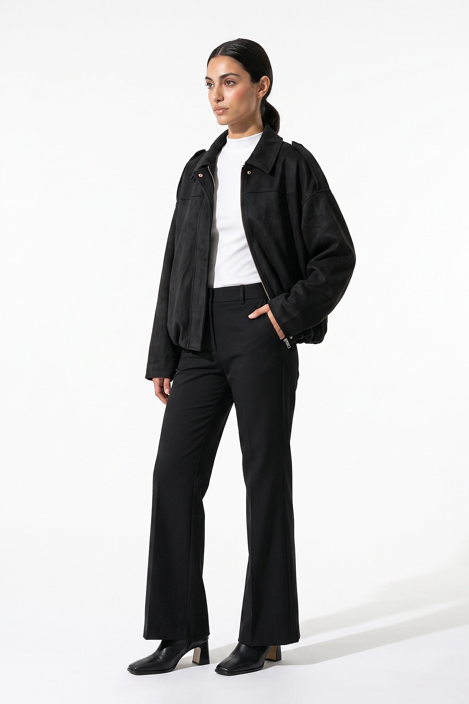 Women’s Winter Cropped Bomber Jacket with Oversized Fit