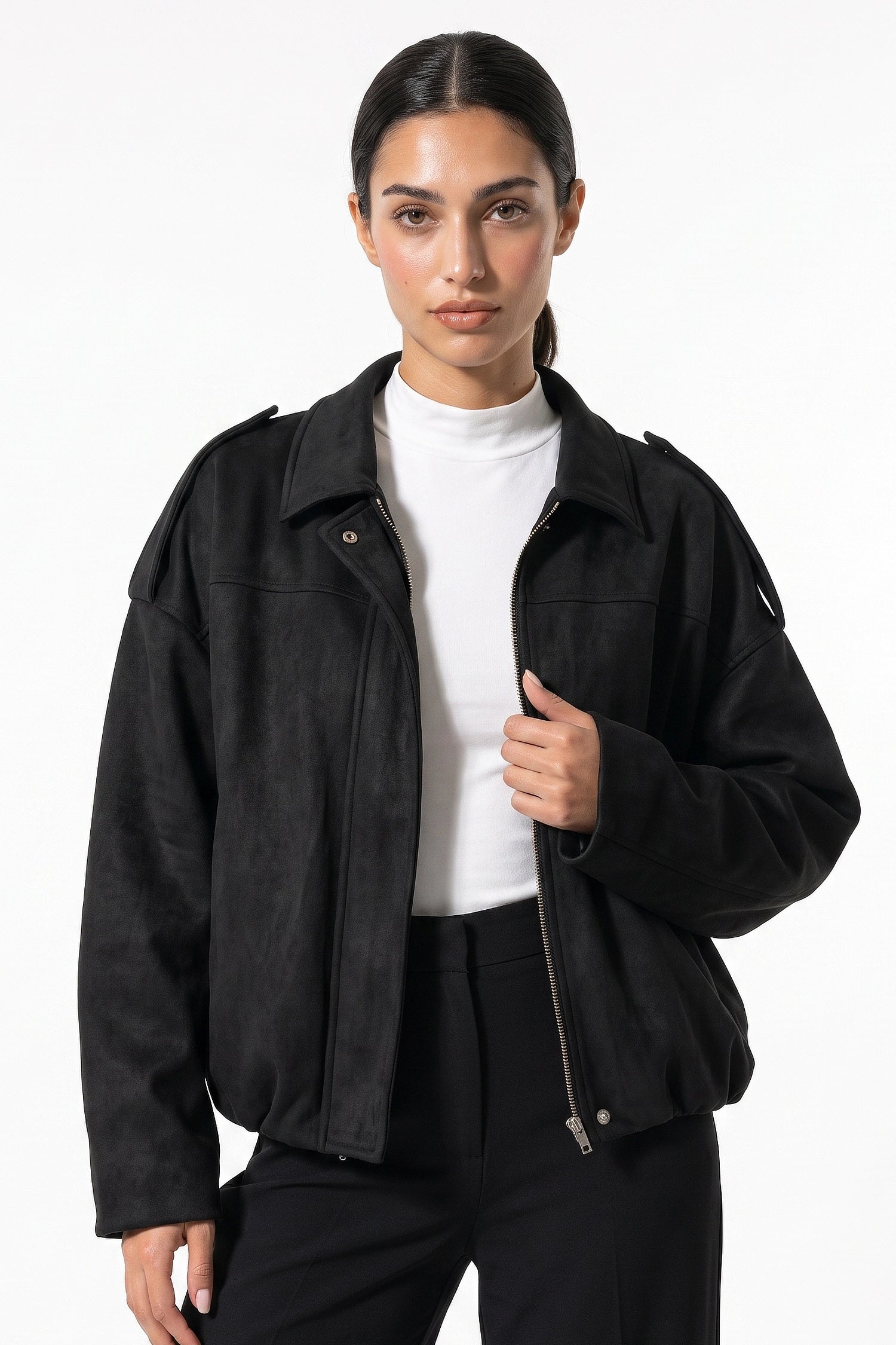 Women’s Winter Cropped Bomber Jacket with Oversized Fit