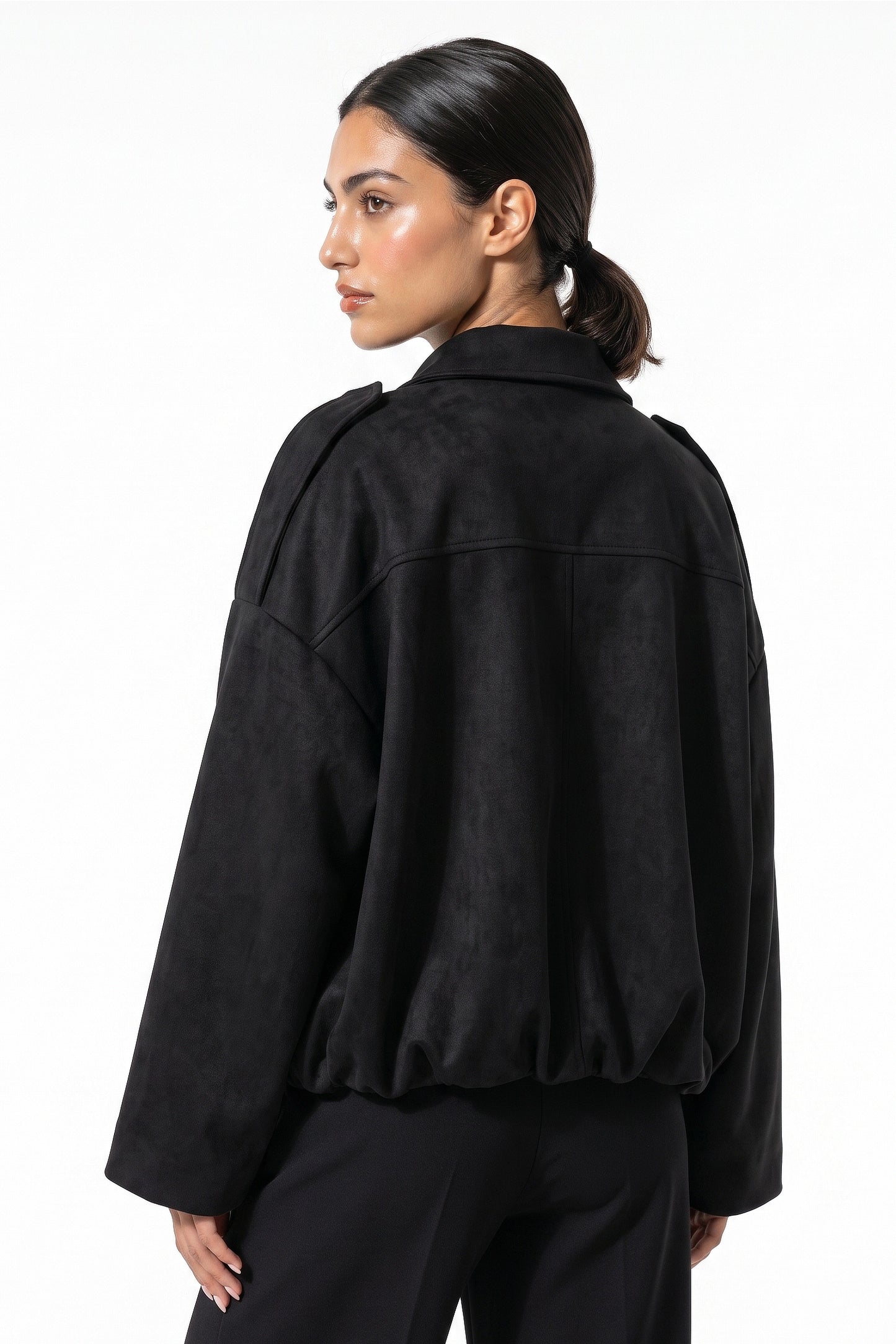 Women’s Winter Cropped Bomber Jacket with Oversized Fit