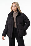 Women’s Winter Warm Black Puffer Jacket with Relaxed Fit