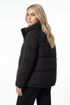 Women’s Winter Warm Black Puffer Jacket with Relaxed Fit