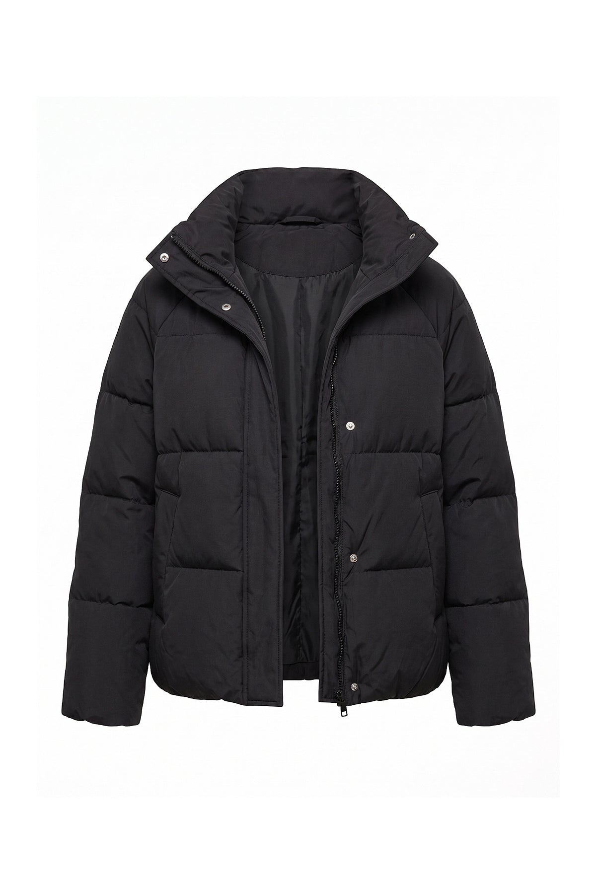 Women’s Winter Warm Black Puffer Jacket with Relaxed Fit