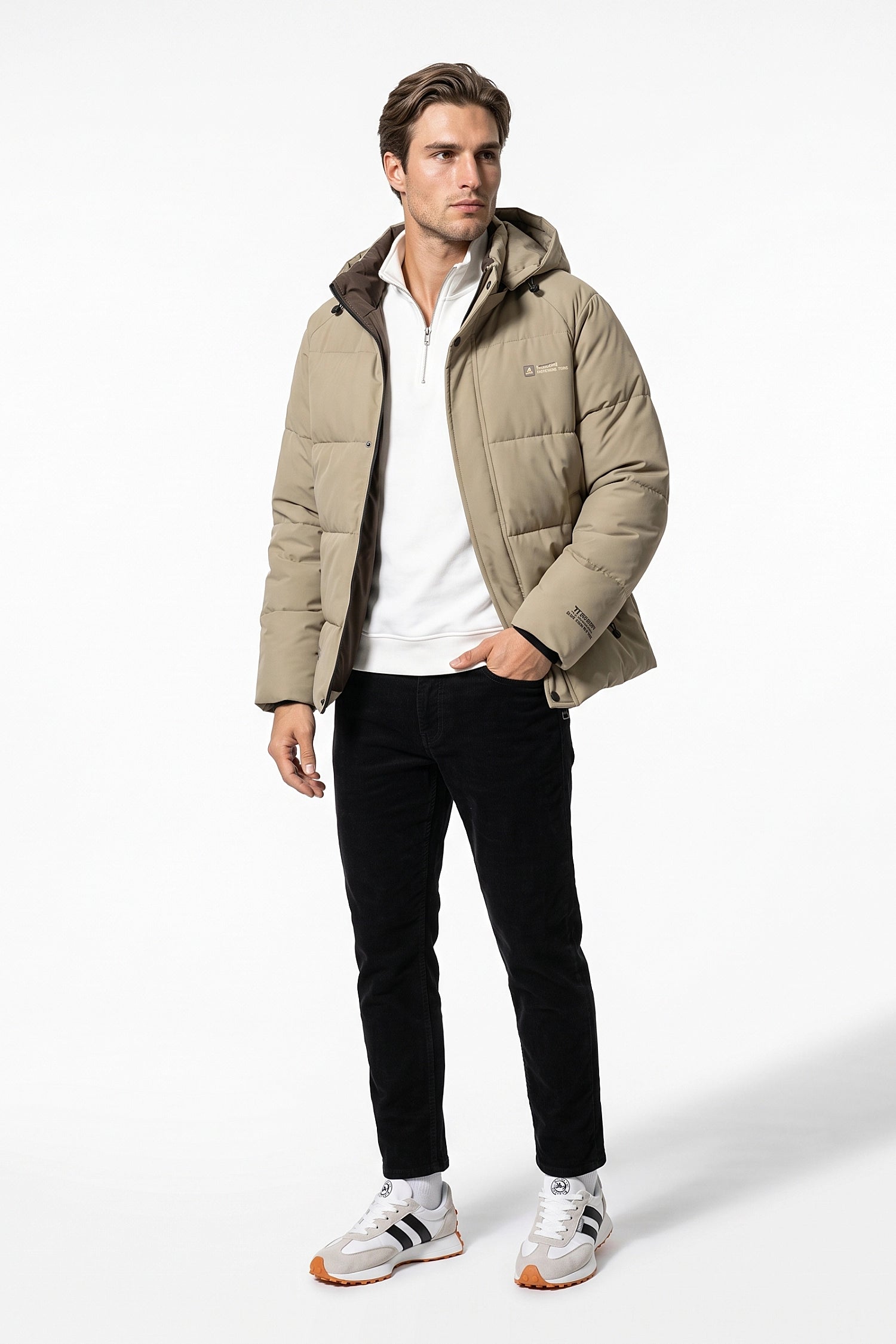 Men’s Winter Warm Hooded Puffer Jacket with High Collar
