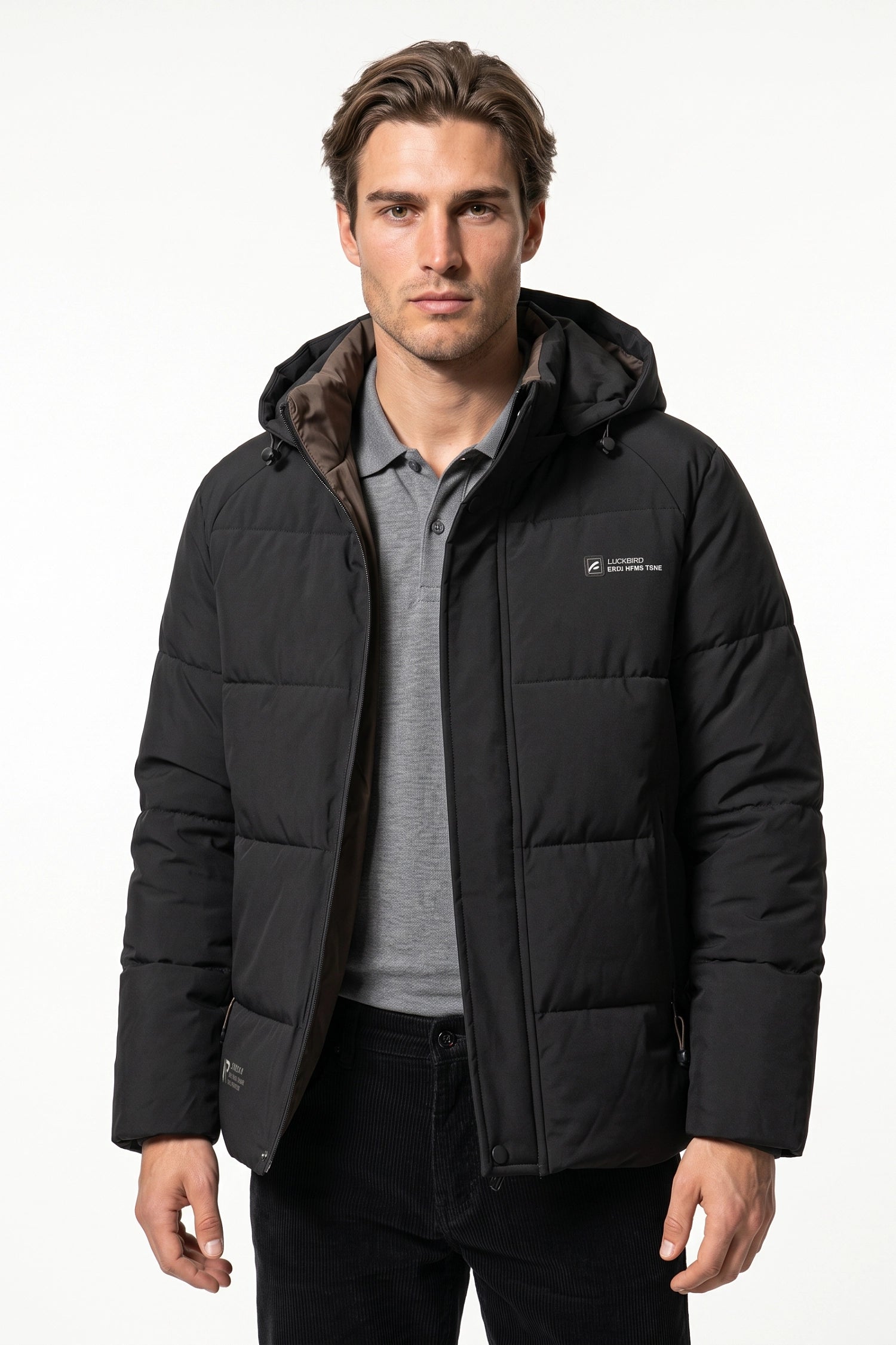 Men’s Winter Warm Hooded Puffer Jacket with High Collar