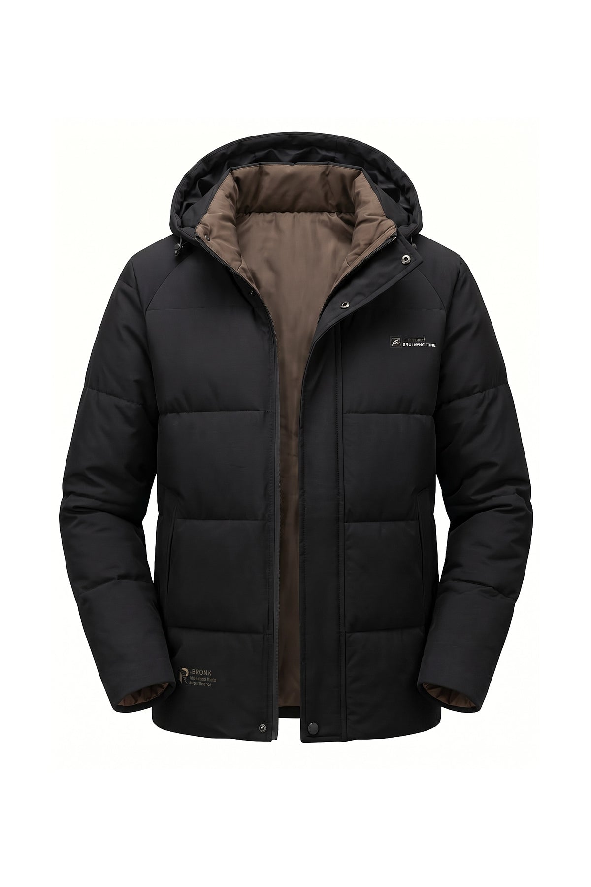 Men’s Winter Warm Hooded Puffer Jacket with High Collar