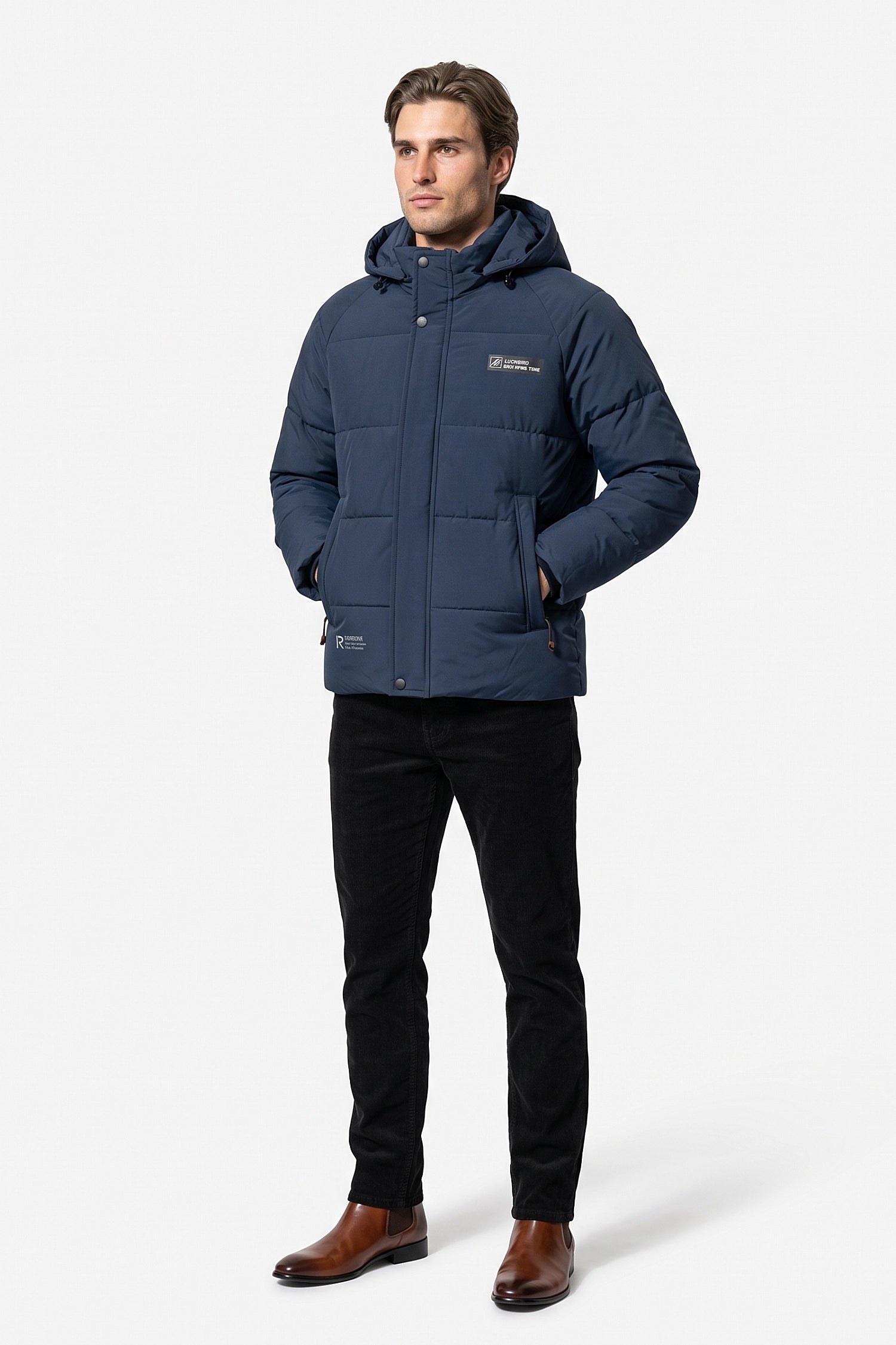 Men’s Winter Warm Hooded Puffer Jacket with High Collar