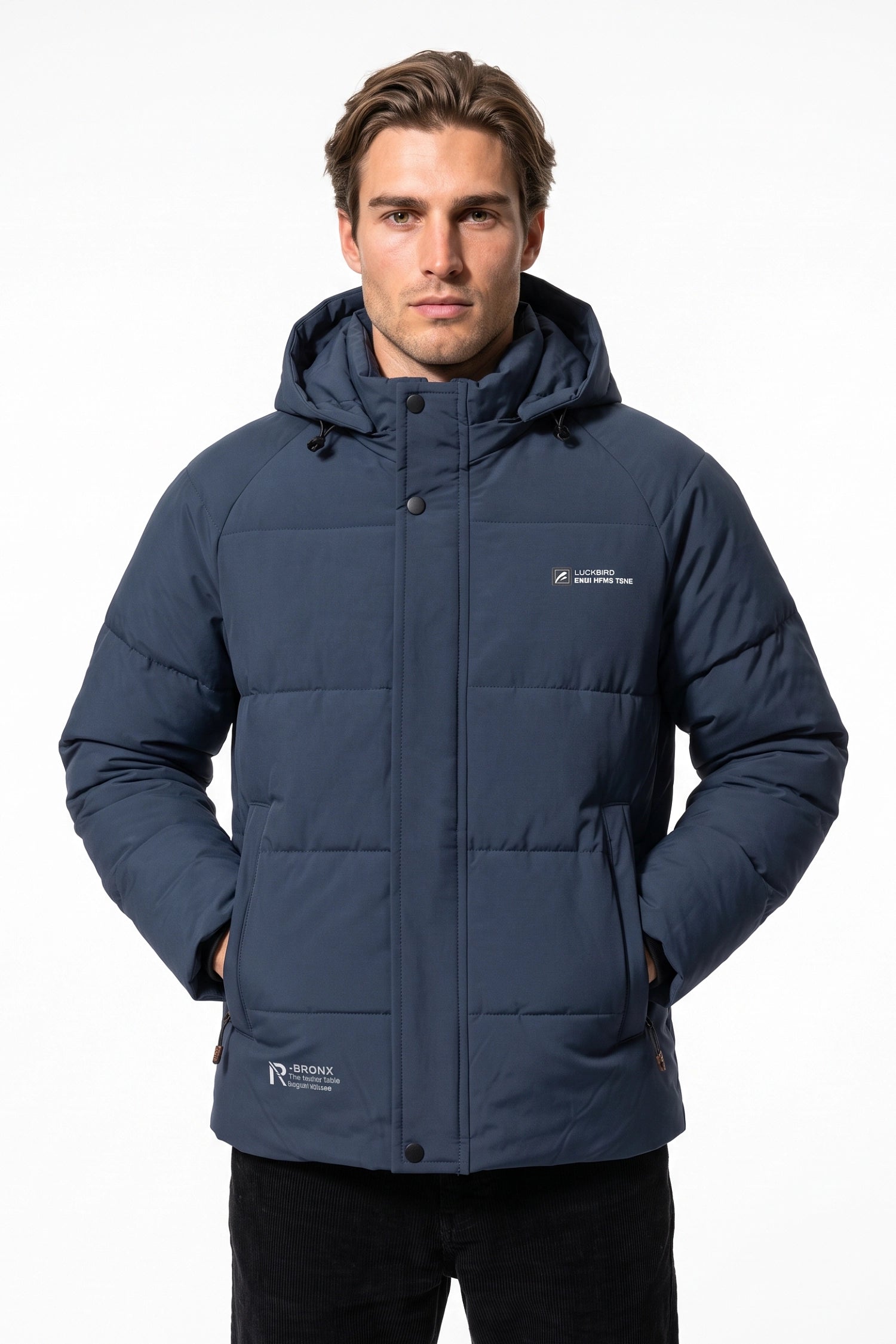 Men’s Winter Warm Hooded Puffer Jacket with High Collar