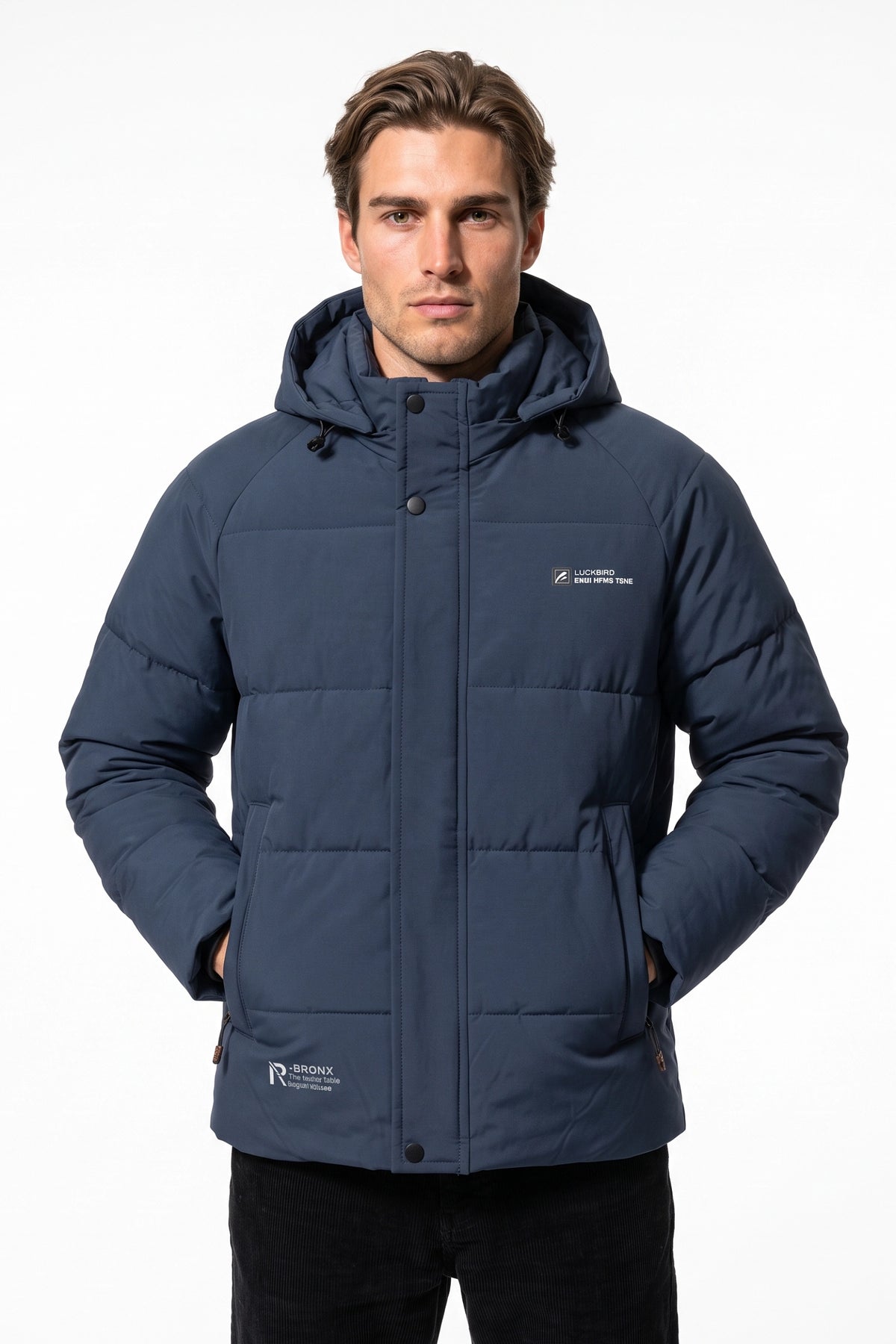 Men’s Winter Warm Hooded Puffer Jacket with High Collar