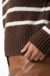 Women's Winter Warm Striped Knit Jumper with Quarter Zip