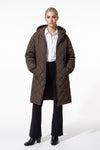 Women's Winter Warm Long Diamond Quilted Hooded Puffer Coat
