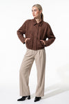 Women's Oversized Suede Bomber Jacket