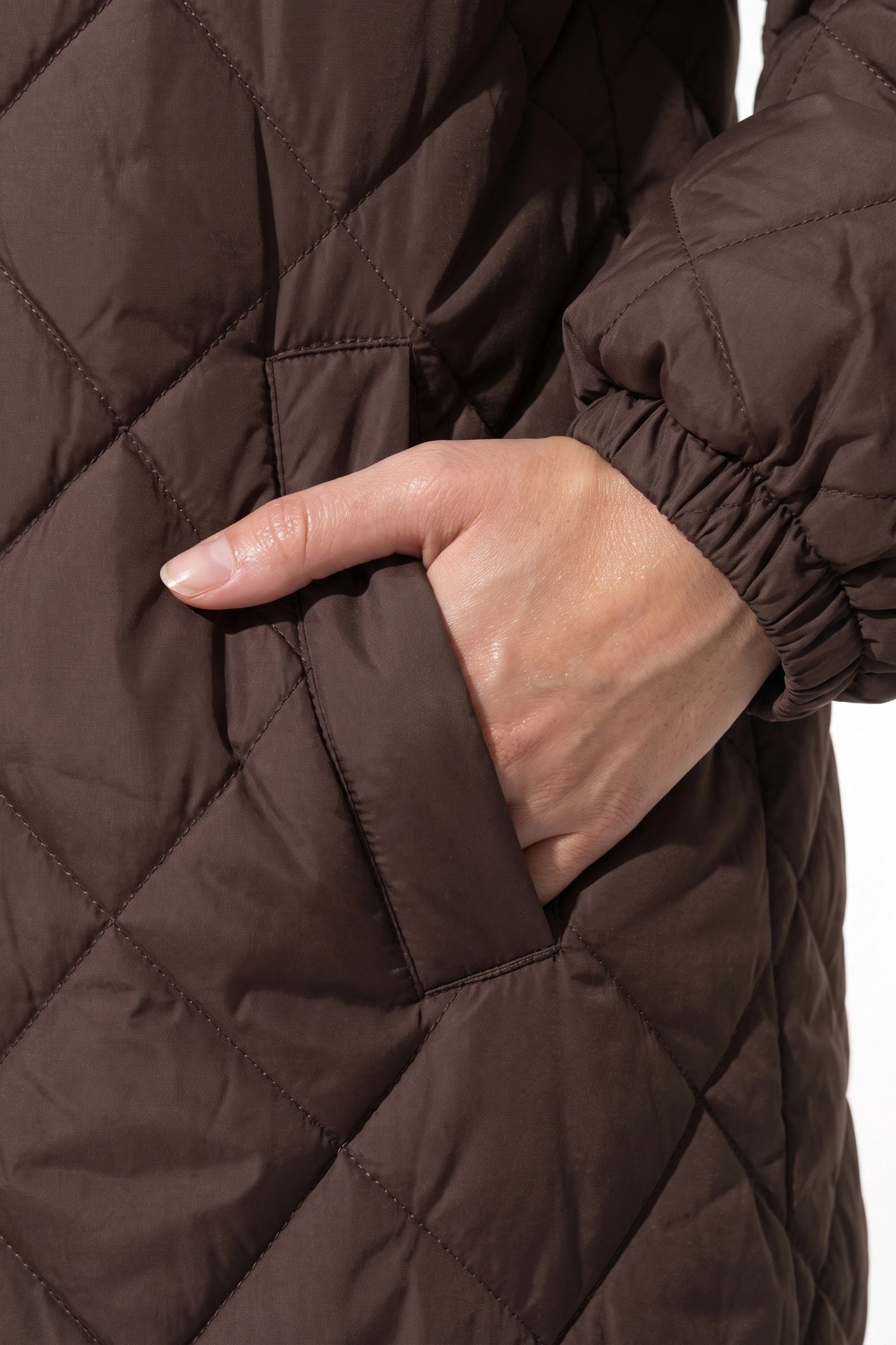 Women's Winter Warm Long Diamond Quilted Hooded Puffer Coat
