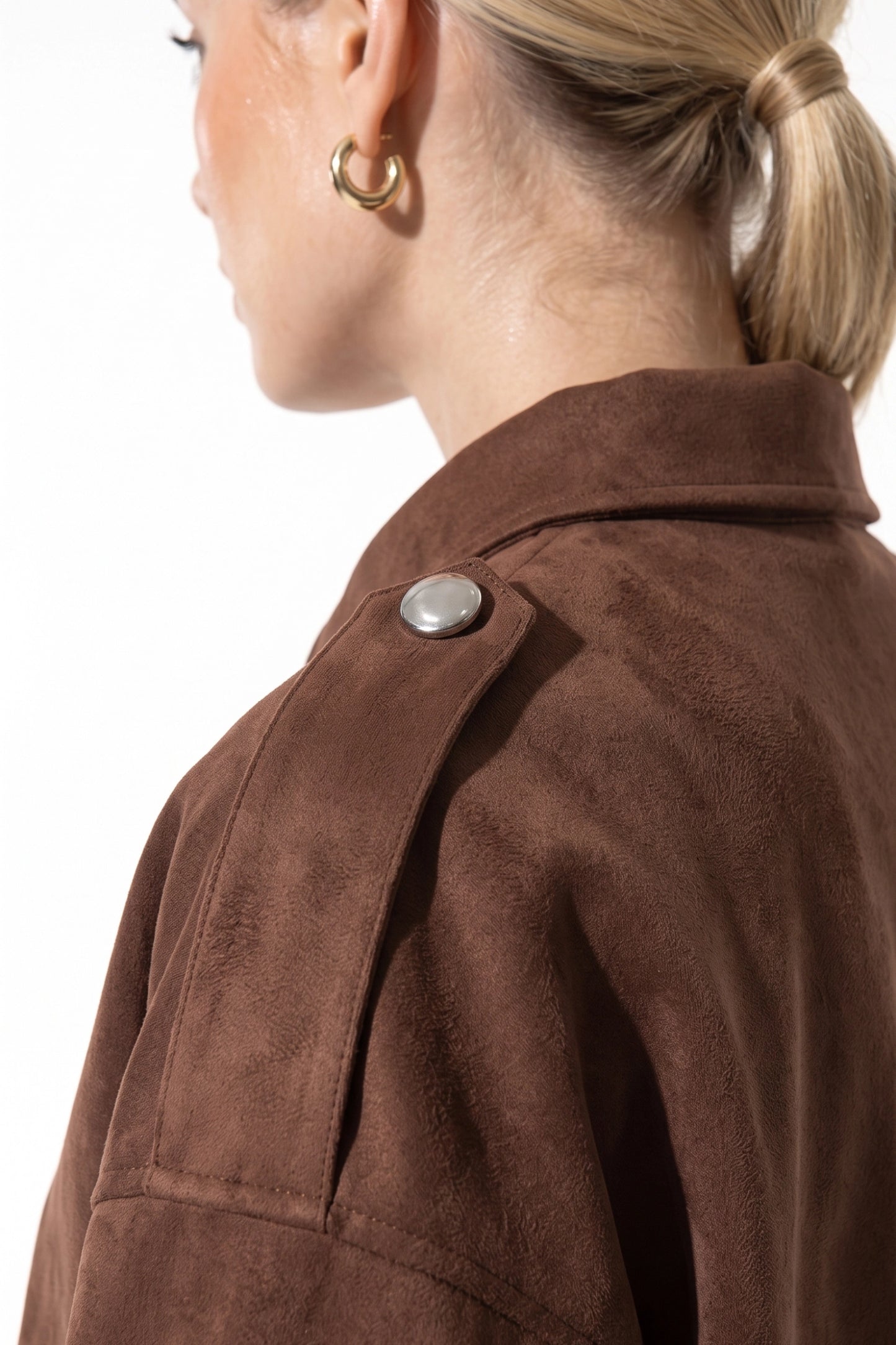 Women's Oversized Suede Bomber Jacket