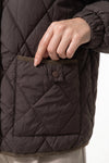 Women's Diamond Quilted Puffer Jacket with Corduroy Collar