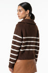 Women's Winter Warm Striped Knit Jumper with Quarter Zip