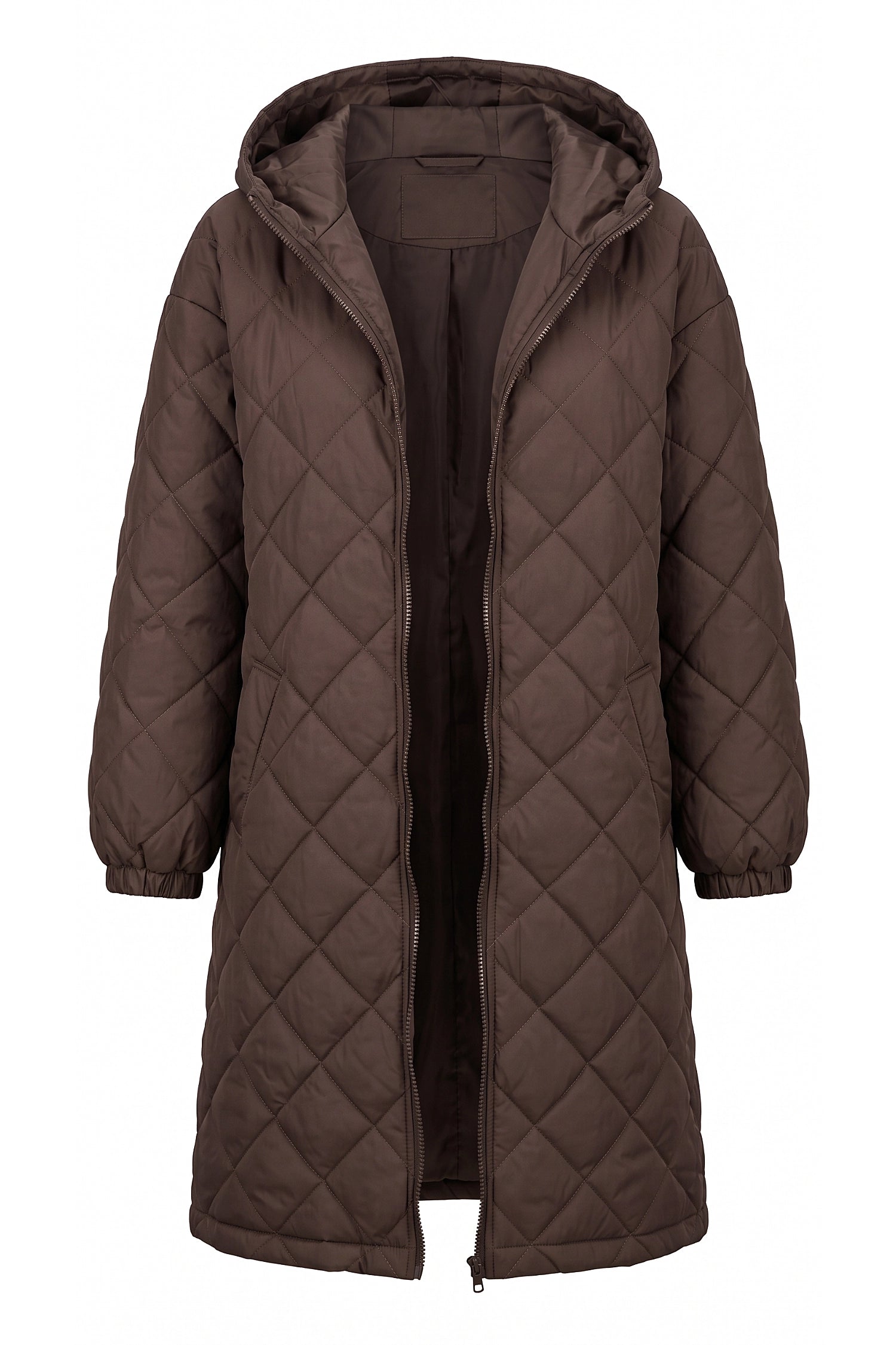 Women's Winter Warm Long Diamond Quilted Hooded Puffer Coat