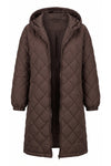 Women's Winter Warm Long Diamond Quilted Hooded Puffer Coat
