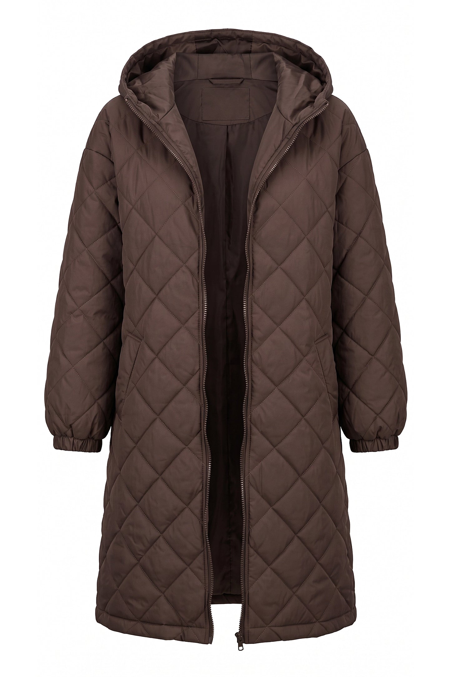 Women's Winter Warm Long Diamond Quilted Hooded Puffer Coat