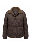 Women's Diamond Quilted Puffer Jacket with Corduroy Collar