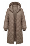 Women's Winter Warm Long Diamond Quilted Hooded Puffer Coat