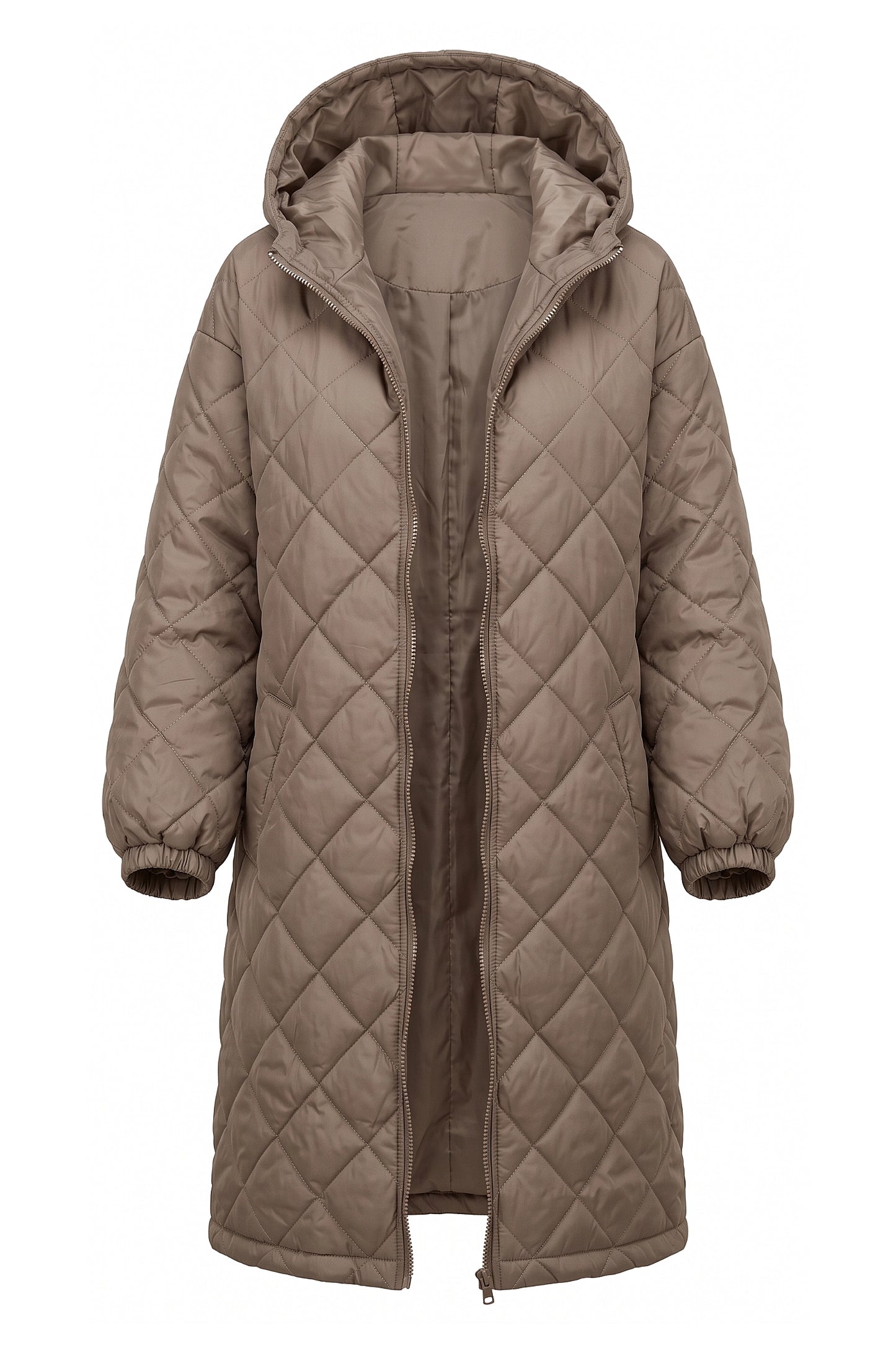 Women's Winter Warm Long Diamond Quilted Hooded Puffer Coat