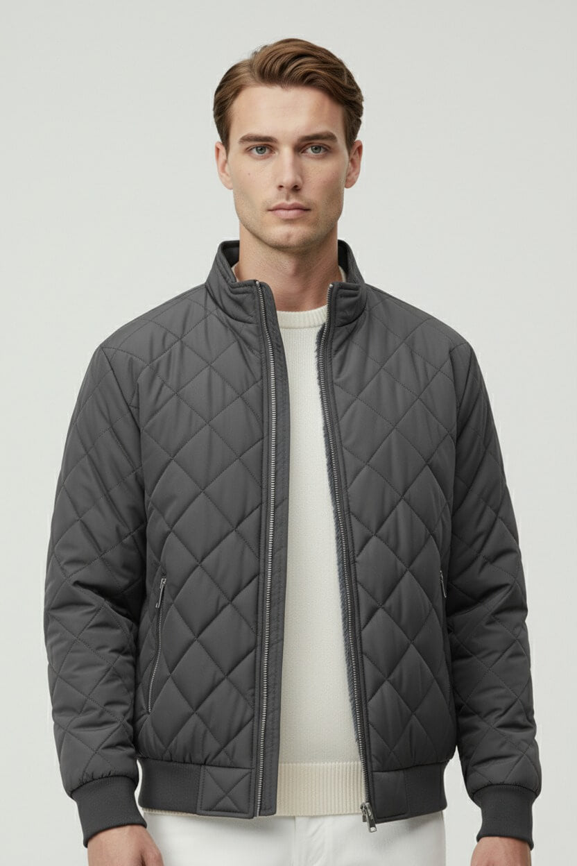 Caurelle | Men’s Quilted Winter Jacket – Fleece-Lined Zip-Up