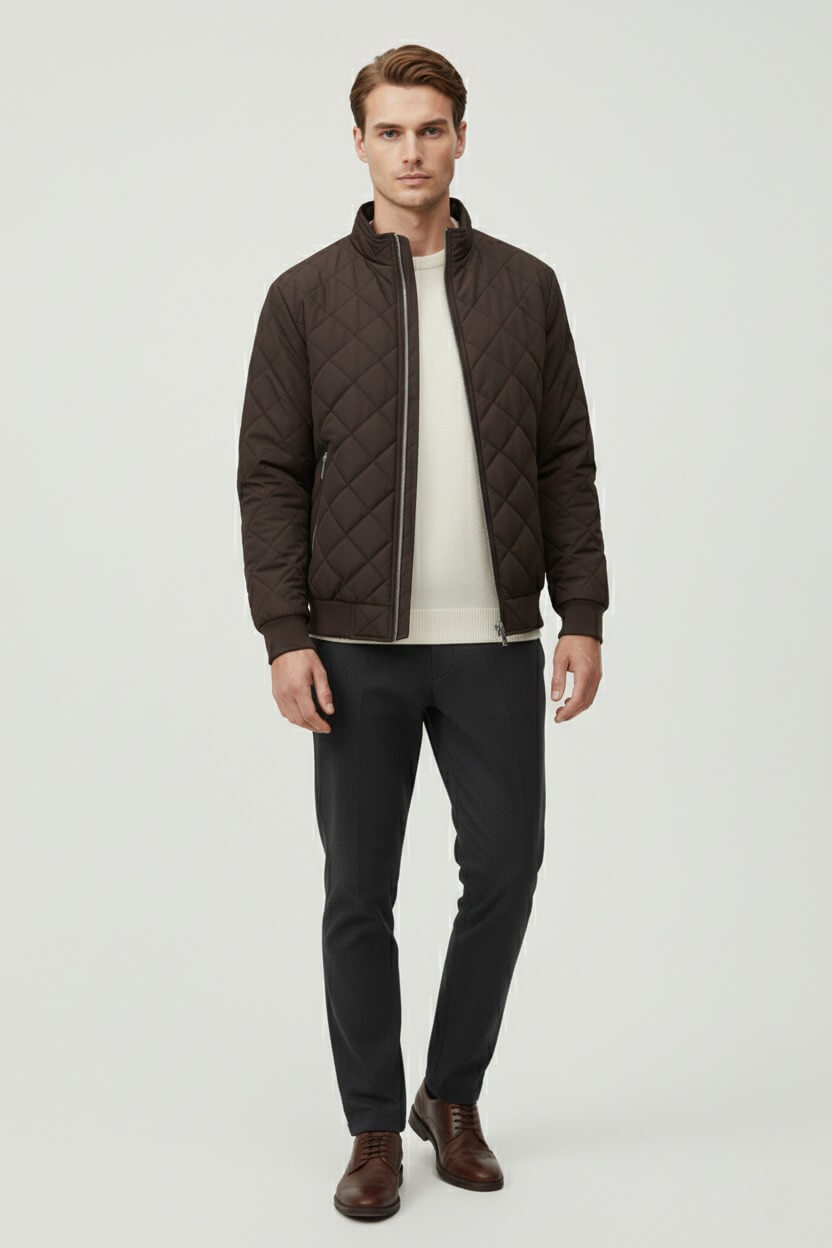 Caurelle | Men’s Quilted Winter Jacket – Fleece-Lined Zip-Up