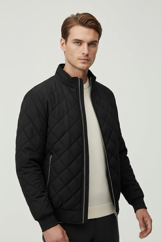 Caurelle | Men’s Quilted Winter Jacket – Fleece-Lined Zip-Up