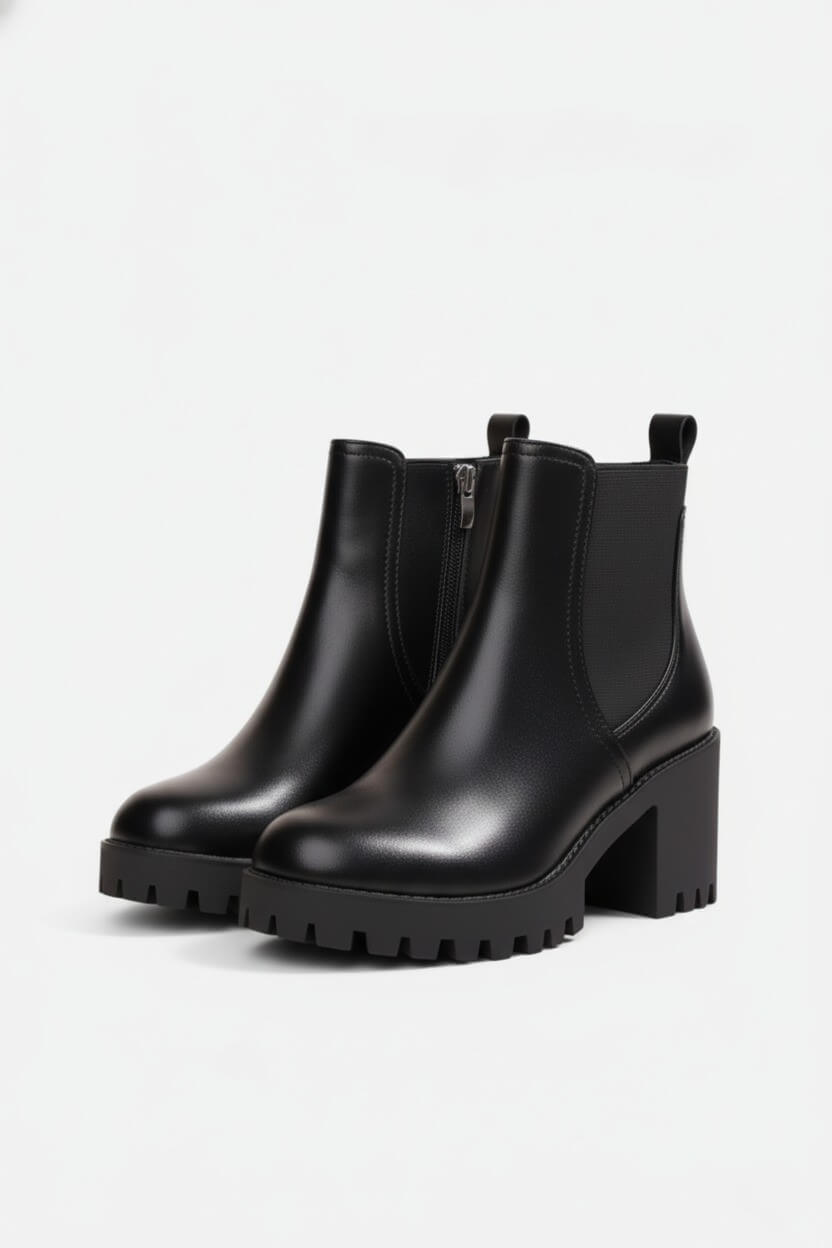 Caurelle | Women’s Ankle Boots – Thick-Soled Zipper Chunky Heel