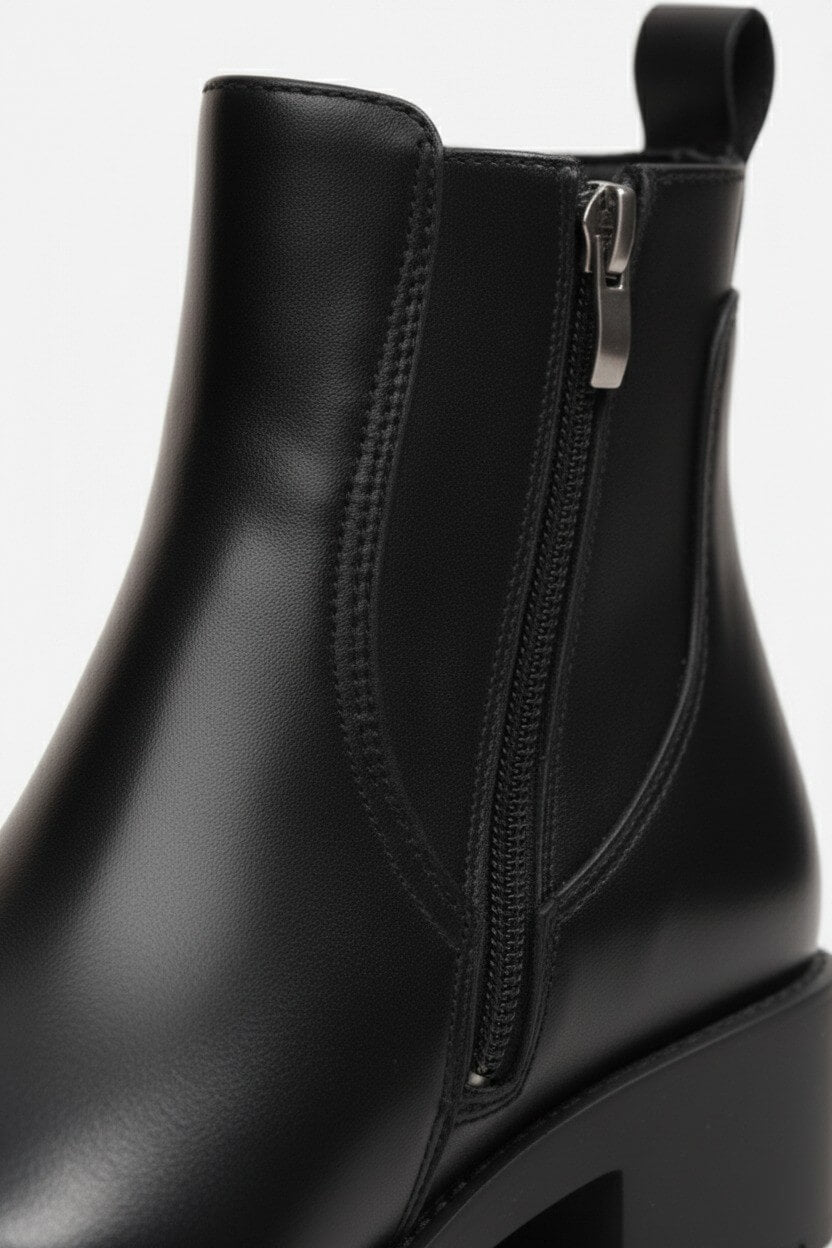 Caurelle | Women’s Ankle Boots – Thick-Soled Zipper Chunky Heel