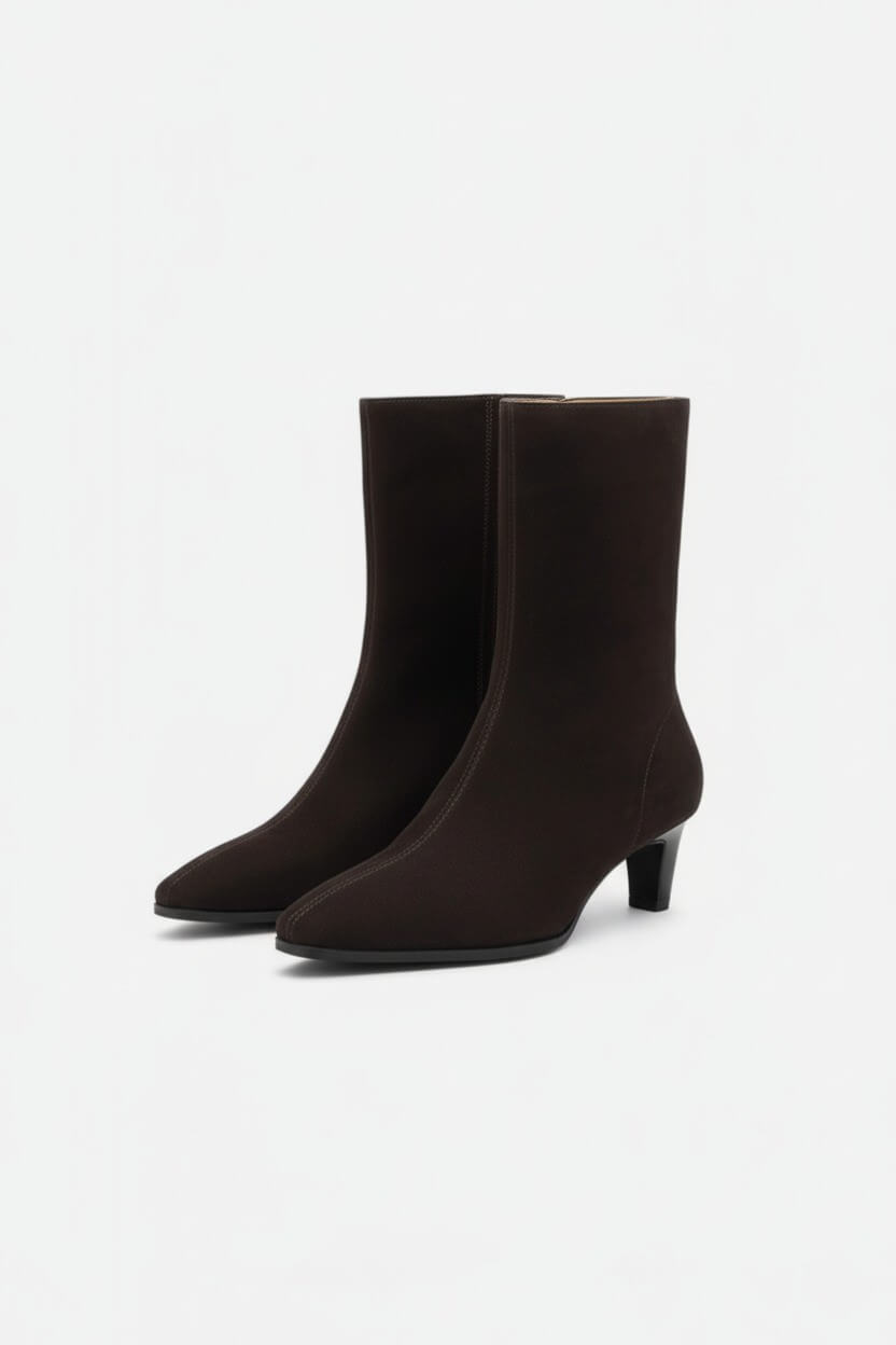 Caurelle | Women’s Ankle Boots – Luxurious PU Suede, Thick Heel Elegance