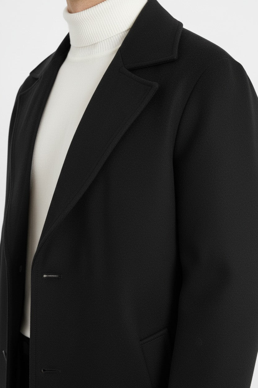 Caurelle | Men’s Classic Long Sleeve Coat – Refined Notch Lapel Style