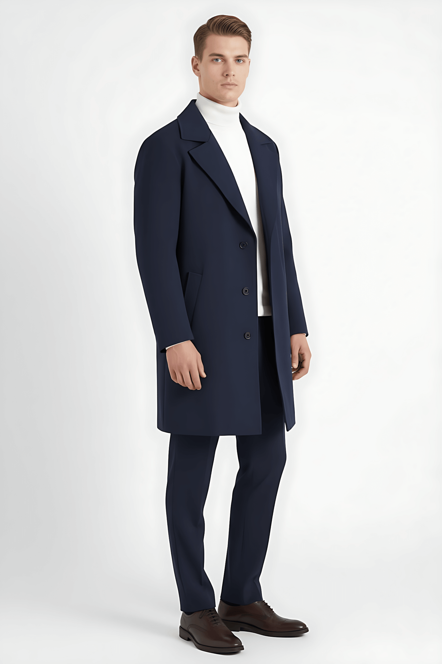 Caurelle | Men’s Classic Long Sleeve Coat – Refined Notch Lapel Style