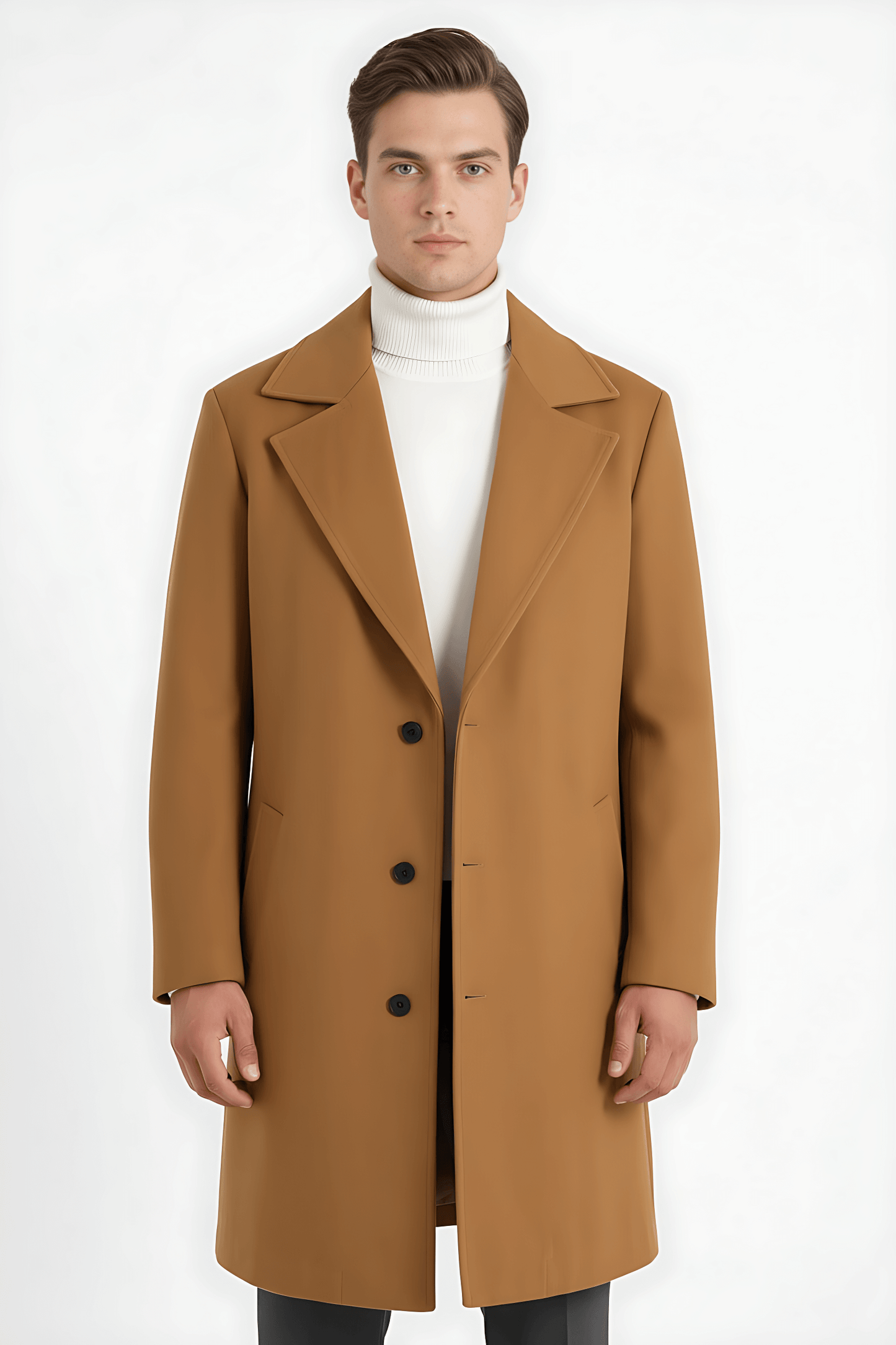 Caurelle | Men’s Classic Long Sleeve Coat – Refined Notch Lapel Style