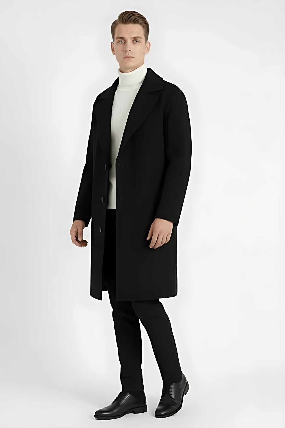 Caurelle | Men’s Classic Long Sleeve Coat – Refined Notch Lapel Style