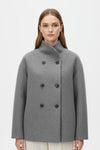 Caurelle | Women’s Wool Coat – Double-Breasted Tatting Weave Elegance