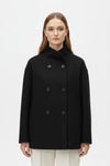 Caurelle | Women’s Wool Coat – Double-Breasted Tatting Weave Elegance