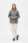 Caurelle | Women’s Wool Coat – Double-Breasted Tatting Weave Elegance