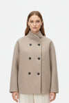 Caurelle | Women’s Wool Coat – Double-Breasted Tatting Weave Elegance