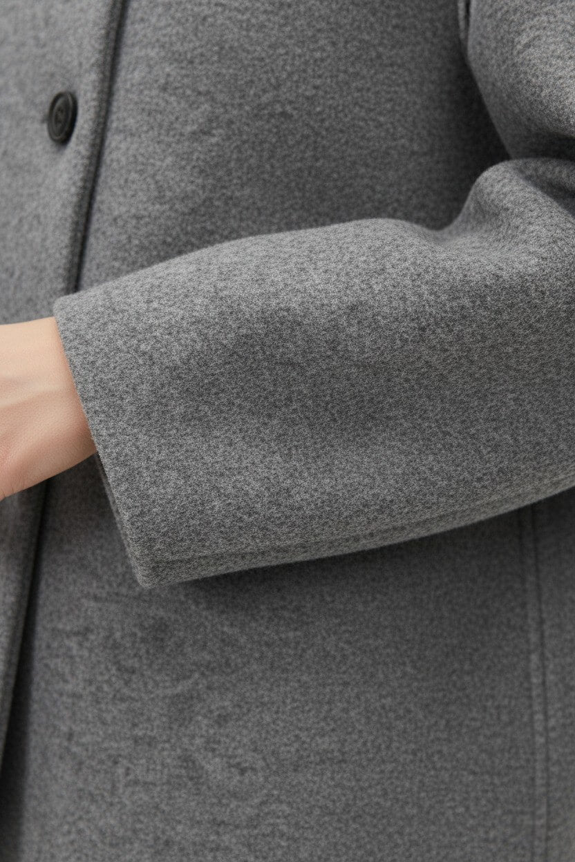 Caurelle | Women’s Wool Coat – Double-Breasted Tatting Weave Elegance