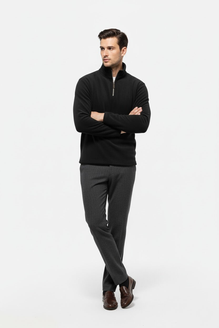 Caurelle | Men’s Half-Zip Jumper – Stand Collar Autumn Winter Knit
