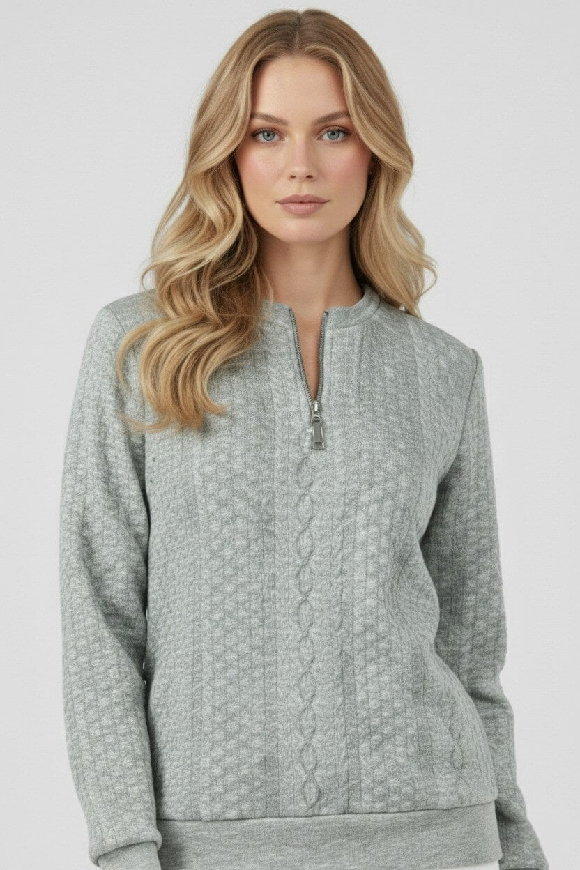 Caurelle | Women’s Half-Zip Pullover – Elegant Cable Knit Jumper