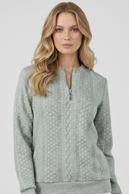 Caurelle | Women’s Half-Zip Pullover – Elegant Cable Knit Jumper