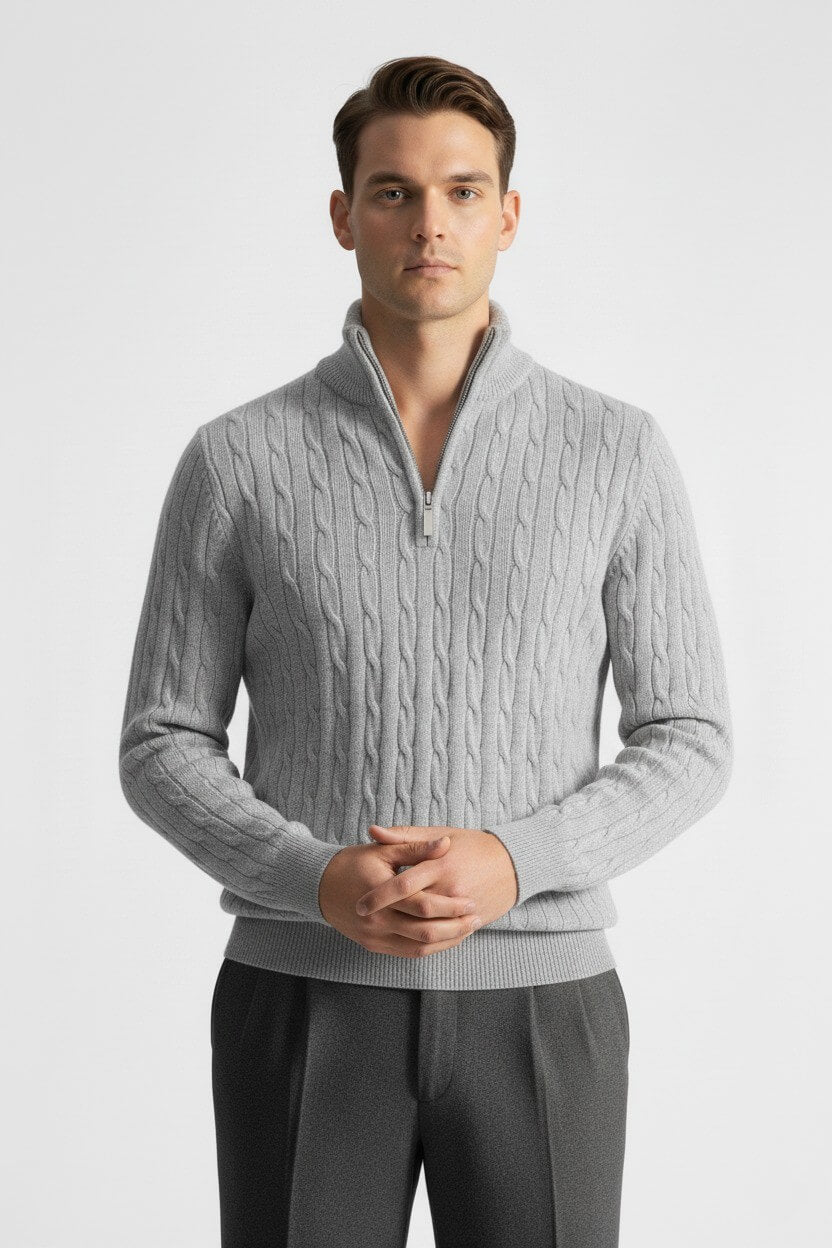 Caurelle | Men’s Half-Zip Knitted Jumper – Wool Blend Autumn Winter